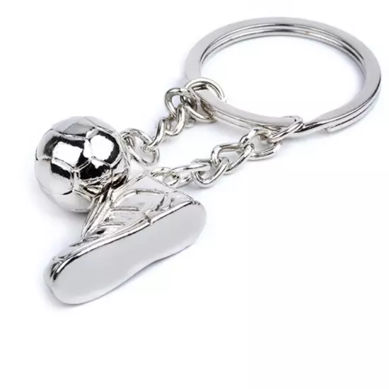 NEW silver colored soccer football ball and sneaker shoe keychain gift B196