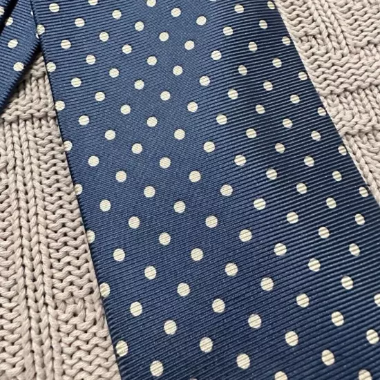 Paul Fredrick navy and cream polka dot Italian silk tie