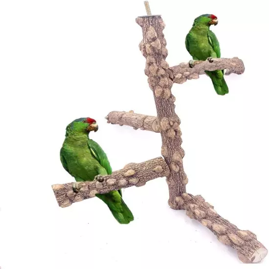 Bird Perch Natura Wood Stand Toy Branch for Small Medium Parrots Cages Toy M