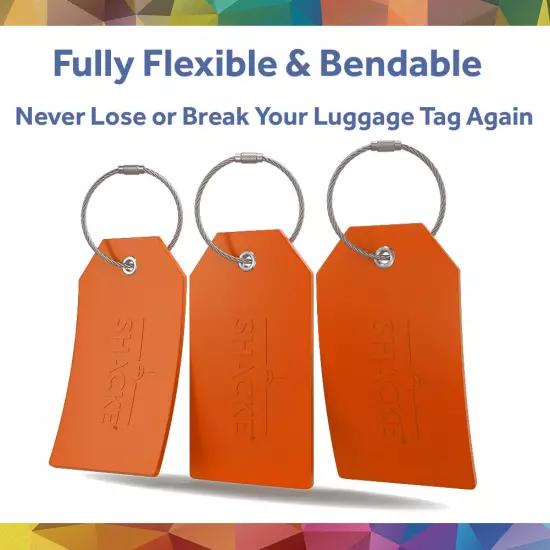 Shacke Luggage Tags with Full Back Privacy Cover w/Steel Loops - Set of 2