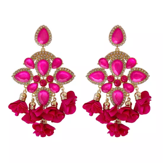 Bohemia Color Diamond Flower Female Earrings