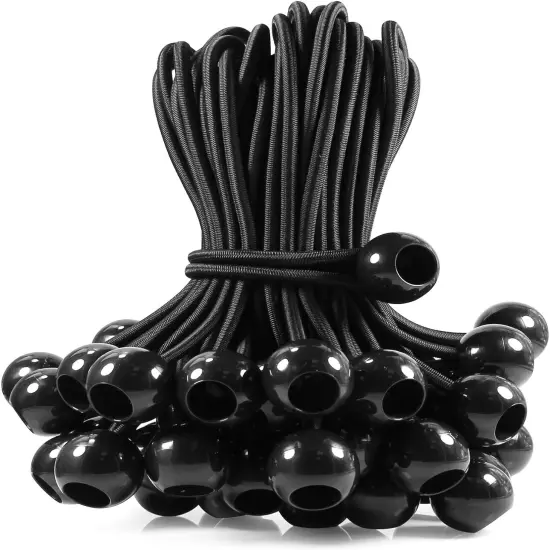 Ball Bungee Cords 12 inch, UV Resistant Heavy 12 inch X 1 Ball, Black 