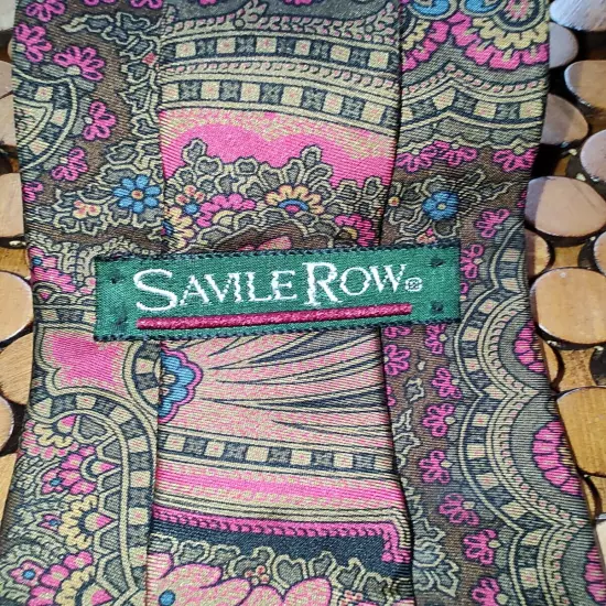 Vintage Savile Row Brown & Pink Paisley Silk Tie Funky Hippy Teacher Made in USA