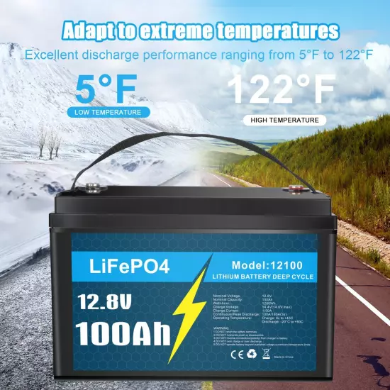 12V 100Ah LiFePO4 Lithium Battery BMS for Solar RV Off-grid Trolling Motor Boat