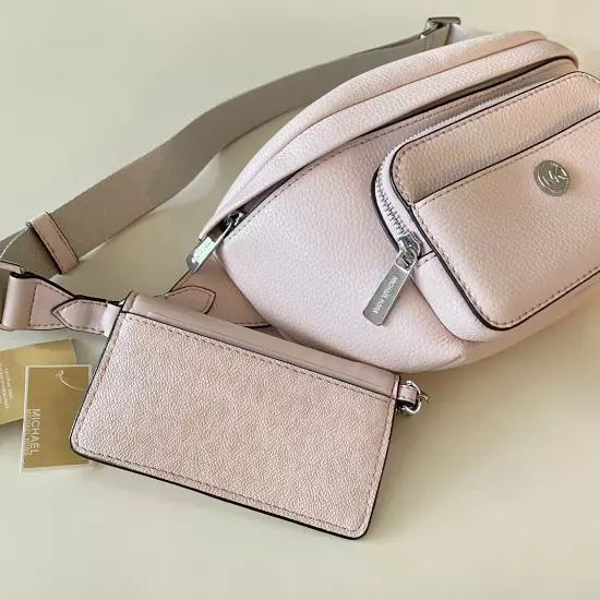 Michael Kors Maisie Large 2 in 1 Waistpack Leather Light Powder Blush NWT