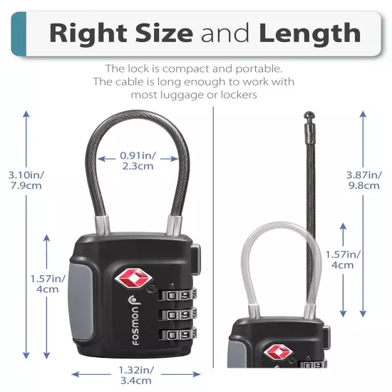 TSA Accepted Luggage Travel Suitcase Bag Lock [3 Digit Combination]Padlock Reset