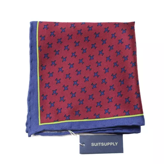 SUITSUPPLY Pocket Graphic Bordeaux Handkerchief Men's ONE SIZE Pure Silk