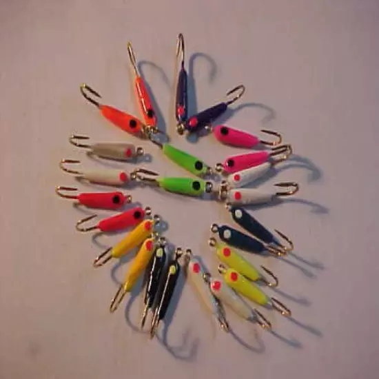 24 NEW ROCKER PANFISHING JIGS SIZE 10 BLUEGILL panfish PERCH JIG fishing ice