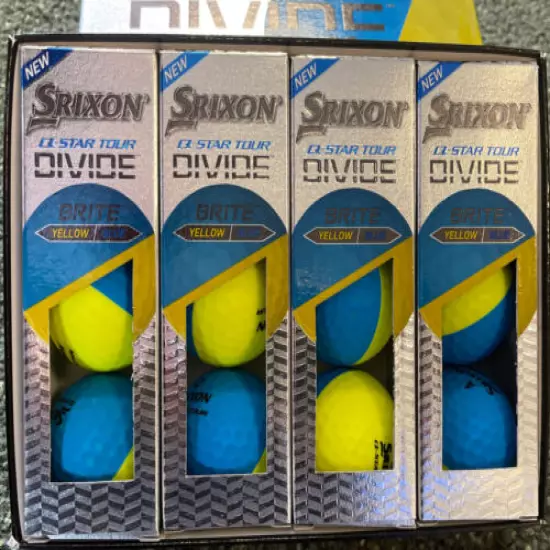 New Srixon Q-Star Tour Divide 50/50 Matte Brite Yellow/Blue -1 Dozen Golf Balls