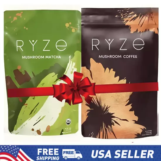 RYZE Mushroom Coffee 30 Servings + RYZE Mushroom Matcha(30 Servings) US Coffee~