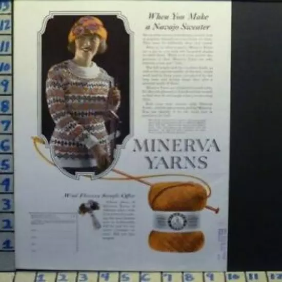 1922 GOLF CLUB GAME MINERVA YARN KNIT FLAPPER WOMAN SPORT ART VINTAGE AD D61