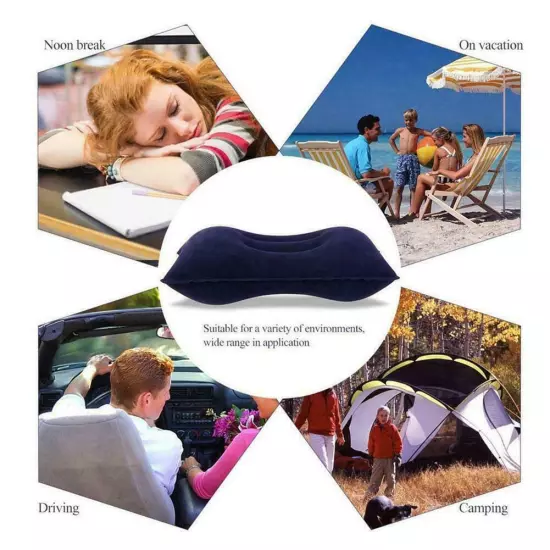 Double Sided Inflatable Pillow Soft Sleep Mat Collapsible Camping Cushion Hot~