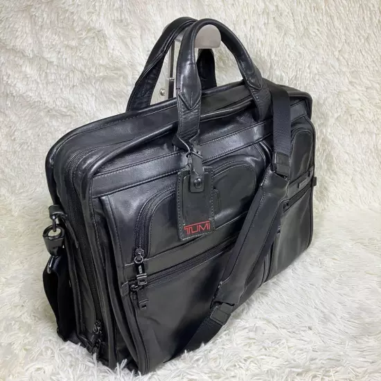 Tumi 96114Dh All Leather Briefs Business Shoulder Tote Bag Black