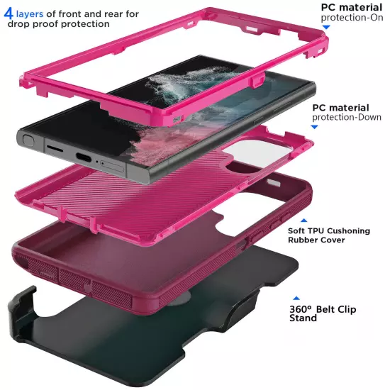 For Samsung Galaxy S22/S22+/S22 Ultra Heavy Duty Shockproof Case Cover Belt Clip