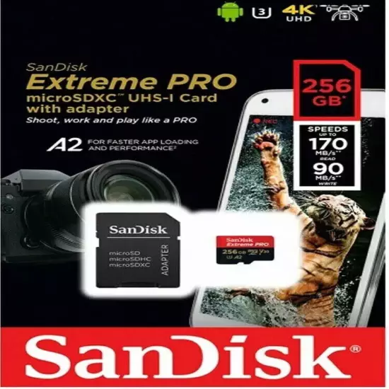 SanDisk 1TB Extreme Pro MicroSDXC UHS-I U3 A2 Memory Card W/ Adapter