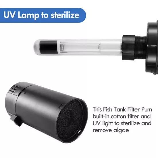 5-in-1 Internal Aquarium Fish Tank UV Sterilizers Filter Submersible Water Pump