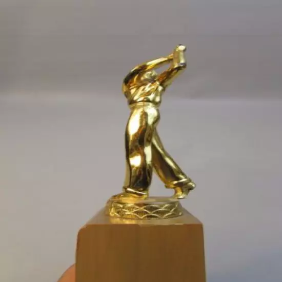 Golf Trophy 18" Tall Mens Gold Plated Wood Base JOSTENS1952 Rare RAMSEY CLUB