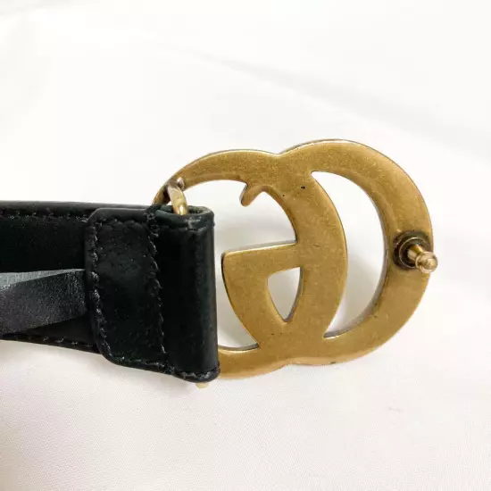 GUCCI GG Marmont Belt Leather Gold Black