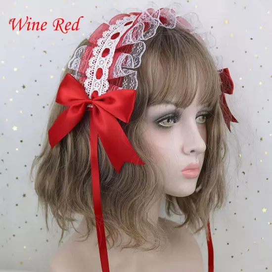 Lolita Lace Hair Hoop Women Girl Cosplay Headband Women Bowknot Hair Accessory