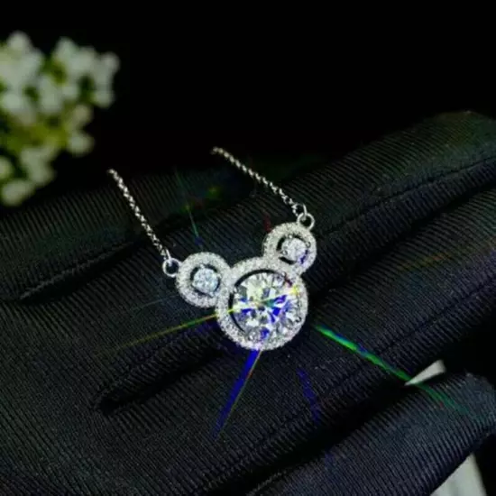 Round Cut Cubic Zircon Women Wedding Jewelry Cute 925 Silver Necklace Pendant