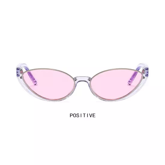 Hot Women Cat Eye Half Frame Sunglasses Purple Frame Pink Lens Shade Glasses 