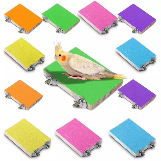 12 Pcs Bird Perch Stand Toy Colorful Bird Platform Wood Grinding Paw Bird Pla...