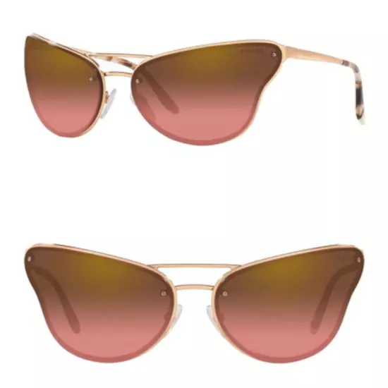 $378 Prada Pulled Eye Catwalk Sunglasses Rose Gold Frame 69-00-120 Gradient NWT