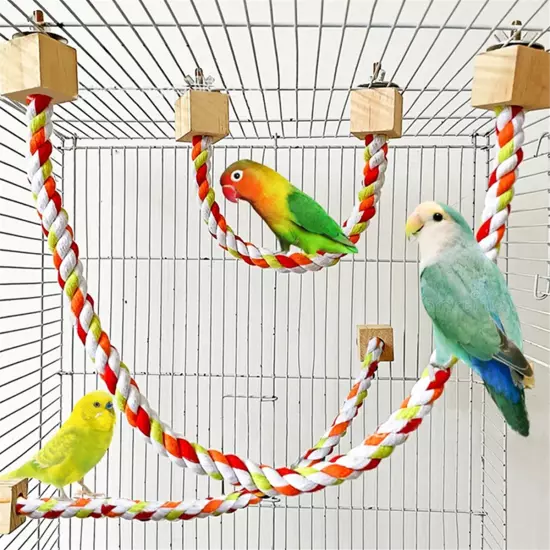 4PCS Parrot Color Cotton Rope Toys Elastic Parrot Climbing Toys Sturdy Bird5981