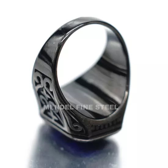 MENDEL Mens Black Blue Tanzanite Stone Ring For Men Size 7 8 9 10 11 12 13-15