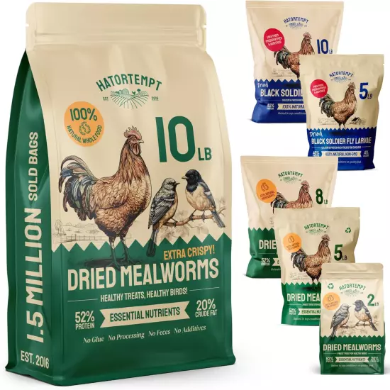 Bulk Dried Mealworms 10 Lbs – Premium Organic Non-Gmo Dried Mealworms for Chicke