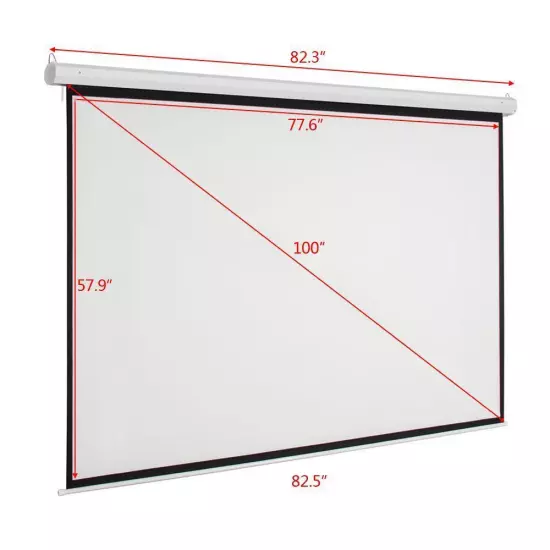 100" 4:3 Manual Projector Screen for Home Theater 160 Degrees Viewing Angle