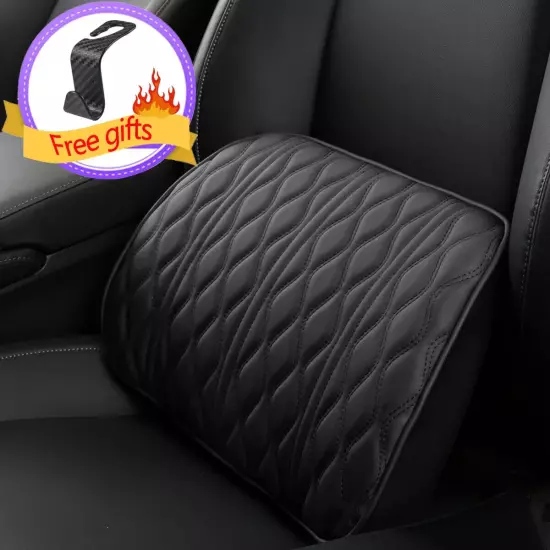 Car Neck Pillow PU Leather Lumbar Waist Support Seat Backrest Headrest Cushion