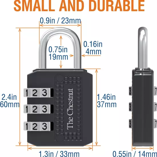 Padlock with 3 Digit Combination - Outdoor Weatherproof Combination Lock - Ke...