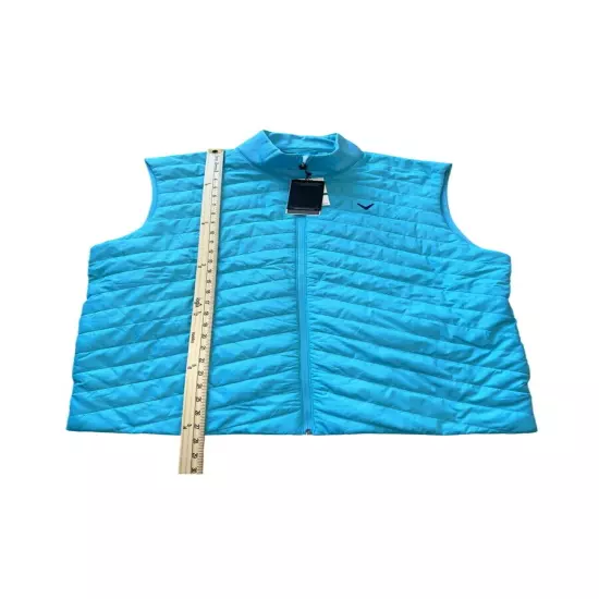 New $88 Callaway Full Zip Quilted Golf Puffer Vest Scuba Blue Men’s Size L Aqua