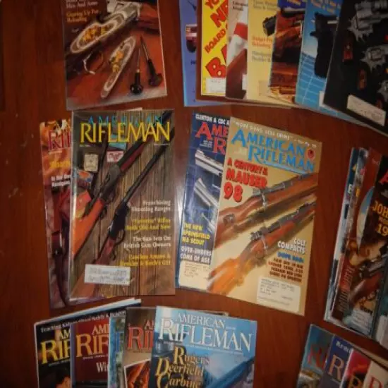 LOT OF 48 VINTAGE AMERICAN RIFLEMAN MAGAZINES 1987 - 2004 GUN