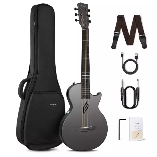 Enya NOVA Go SP1 Carbon Fiber Acoustic Electric Guitar Gig Bag, Strap, Strings,