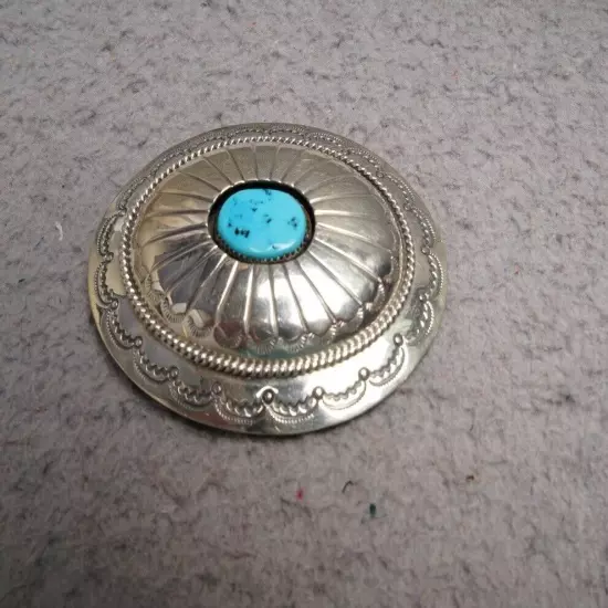 NATIVE AMERICAN NAVAJO BUCKLE STERLING SILVER & TURQUOISE WILBUR MUSKETT 54 gm