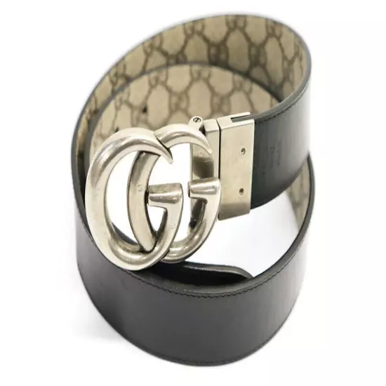 GUCCI - GG Marmont Beige Canvas / Leather Reversible Belt - 32-Inch