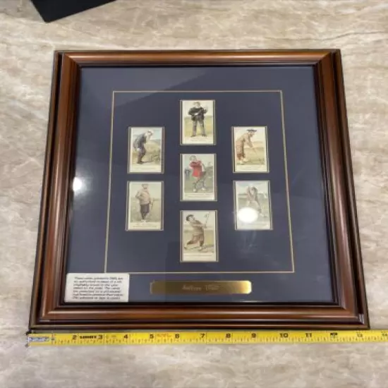 7 Golf Golfer Tobacco Cards in Framed Display ~ 1989 Reproduction ~ FREE SHIPPIN