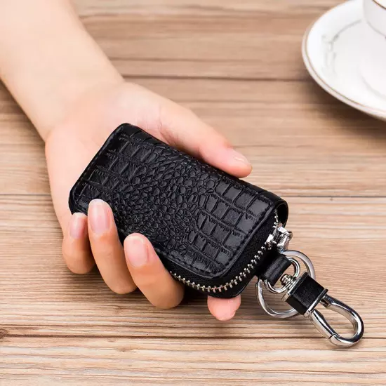 Mini Key Holder for Car Keys Wallet Pouch Bag Premium Leather Keychain Housekeep