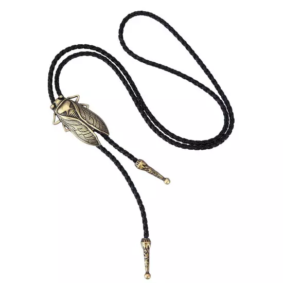 Vintage Western Cowboy Bolo Tie Leather Necktie Rope Cord Pendant Necklace