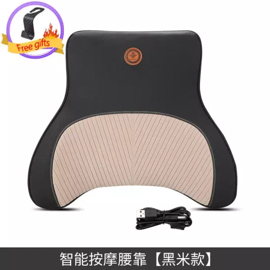 Car Massage Headrest Neck Pillow Mesh + Leather Universal Seat Lumbar Pillow