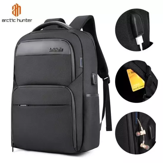 ARCTIC HUNTER Waterproof USB Charge Men Laptop Backpack Business school bag