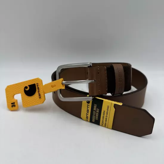 Carhartt Men's 34 Brown Stretch Rugged Flex Bridle Full Grain Leather Belt