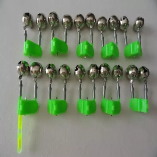 10-100 pcs Fishing Double Bells Green Clip with Holder Twin Bells 