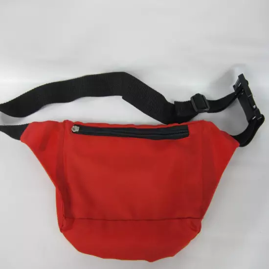 Vintage TA Fanny Pack Bum Bag Waist Money Belt Red 3 Zipper Compartments