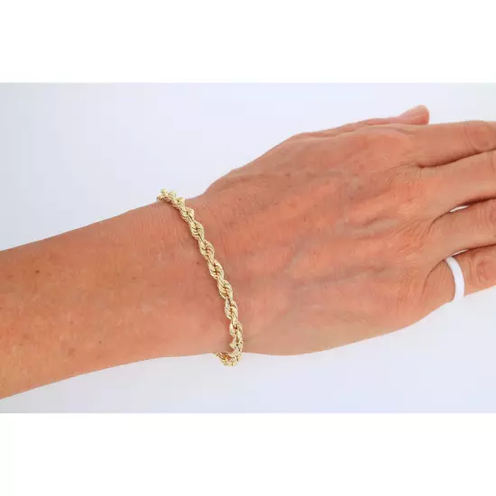 10K Yellow Gold Rope Diamond Cut Mens Chain Bracelet 8" -9" 6mm 7mm 8mm 9mm 10mm