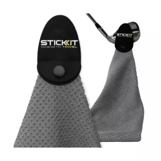 STICKIT Magnetic Towel, Gray | Top-Tier Microfiber Golf Towel with Deep Waffl...