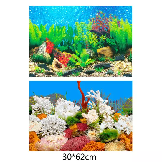 2 in 1 Double-sided Printing 3D Poster Decor Aquarium Fish Tank Background Decor