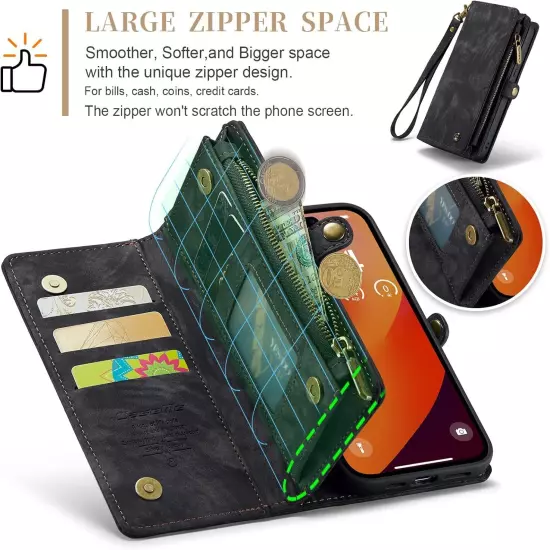 2 in 1 Detachable Compatible with iPhone 15 Pro Max Wallet Case with Card